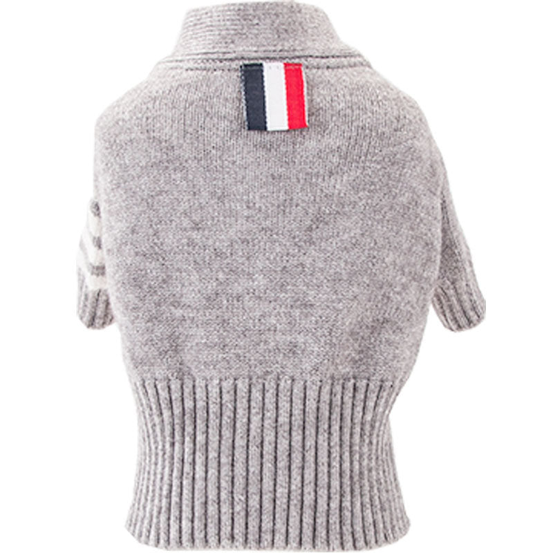 Warm grey knitted pet sweater coat - image 6