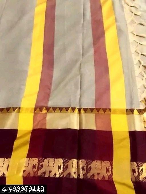 Hathi Elephant Design Cotton Silk Saree with Zari Border, view 4