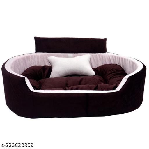 Furry Smile brown and white pet bed sofa for dogs and cats, view 1