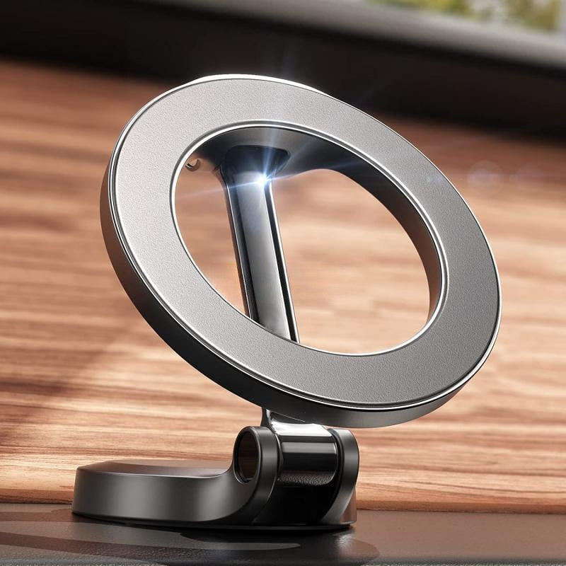 Magnetic car phone holder, foldable all-metal dashboard mount – photo 4 of 11