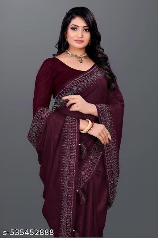 Mehendi Colour Dola Silk Saree with Stone Work and Running Blouse, view 1