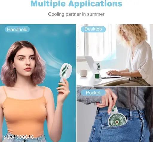 Cartoon handheld rechargeable mini fan with phone holder, pack of 2, view 2
