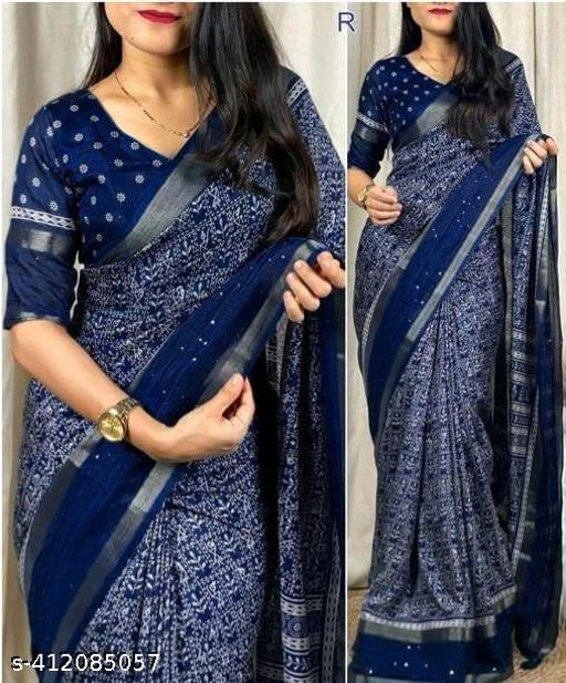 Fancy Dola Cotton Silk Saree with Sequence Border and Running Blouse – Design 2