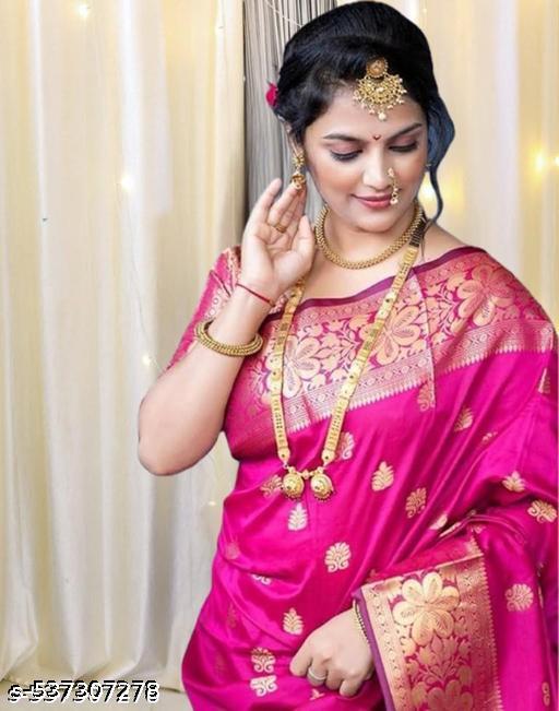 Women's Kanjivaram Soft Banarasi Silk Saree With Blouse Piece Pink, view 1