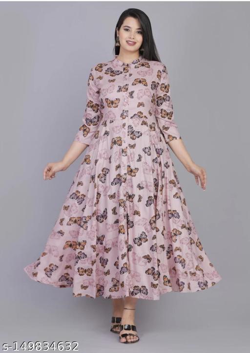 Printed rayon kurta for women with three-quarter sleeves