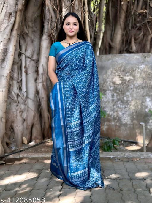 Fancy Dola Cotton Silk Saree with Sequence Border and Running Blouse, view 1