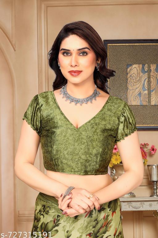 Chiffon Digital Floral Print Party Wear Saree with Running Blouse, view 4