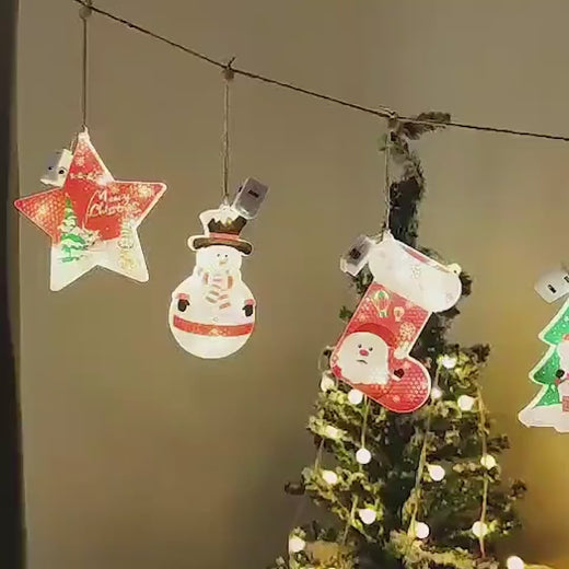 LED Star and Snowflake Curtain String Lights for Christmas
