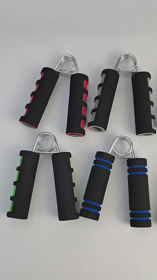 Spring hand gripper with foam handles for forearm strength