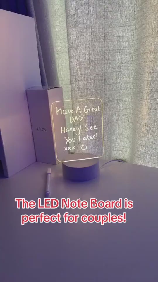 LED note board night light with pen, glowing acrylic message board lamp