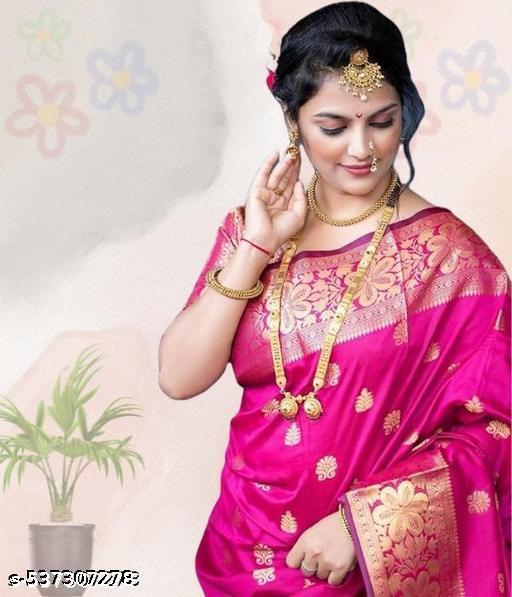 Women's Kanjivaram Soft Banarasi Silk Saree With Blouse Piece Pink, view 2