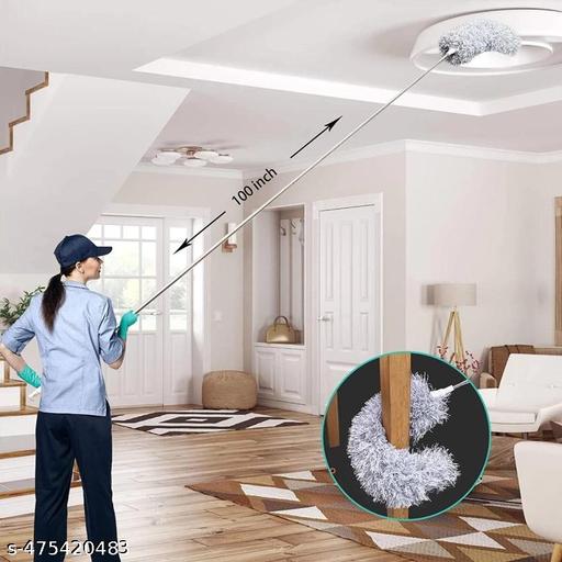 2-in-1 bathroom cleaning brush with wiper and ceiling duster set, view 3