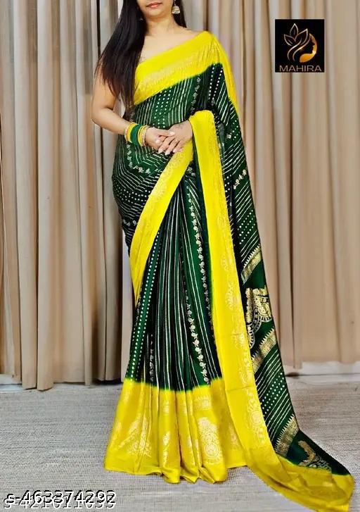 NavSarjan Silk Foil Printed Saree with Pallu and Running Blouse – Design 3
