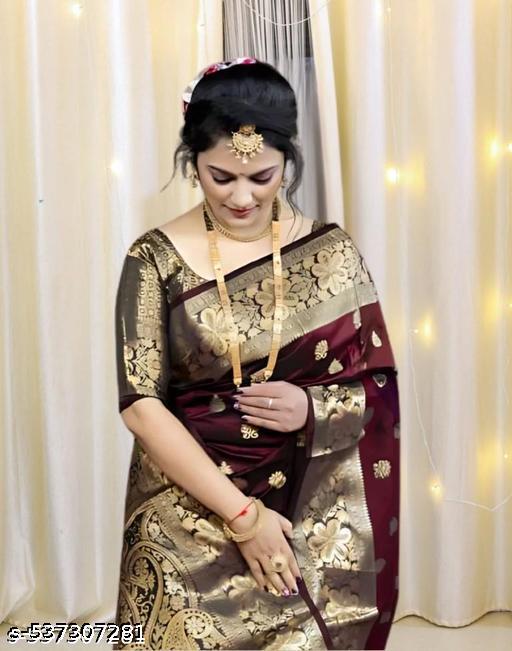 Women's Kanjivaram Soft Banarasi Silk Saree With Blouse Piece Maroon
