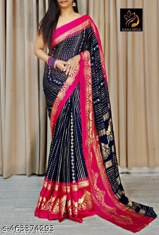 NavSarjan Silk Foil Printed Saree with Pallu and Running Blouse – Design 2